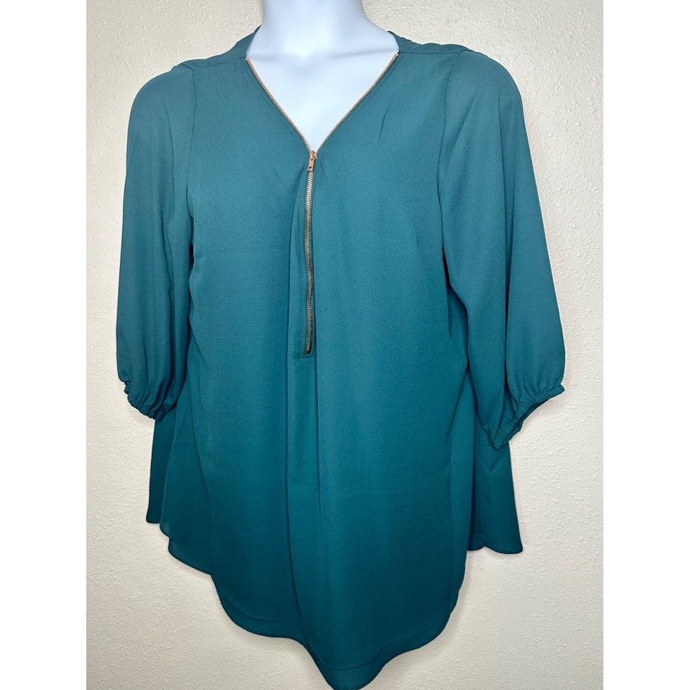 CITY CHIC WOMENS ZIP NECKLINE TOP IN JADE SIZE 18
